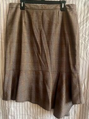 Brown Plaid Flounce Hem Skirt - Classic Womens Skirt